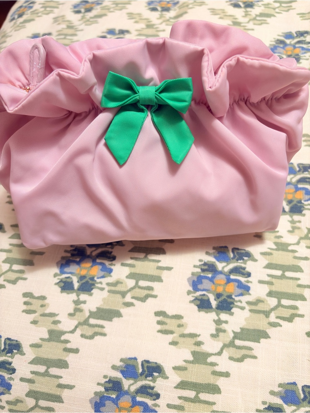 Stoney Clover Lane Bow Pouch New Purple Grape Green Lilac Avocado Zipper Nylon